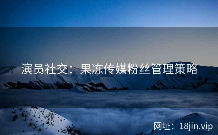 演员社交：果冻传媒粉丝管理策略