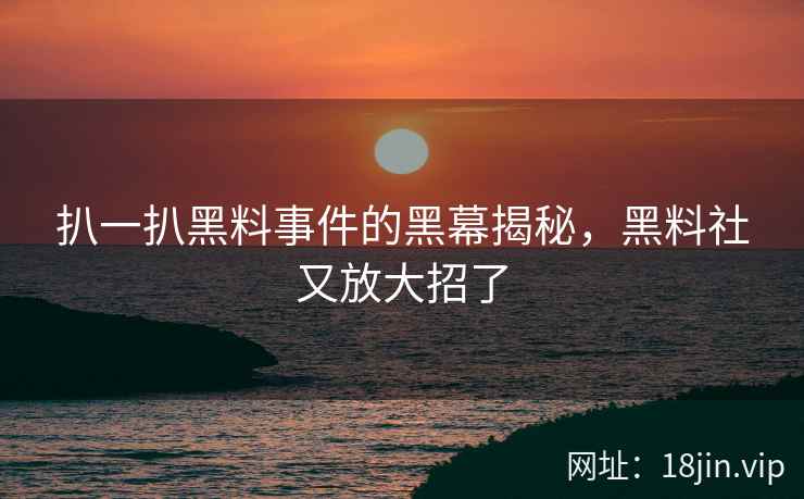 扒一扒黑料事件的黑幕揭秘，黑料社又放大招了