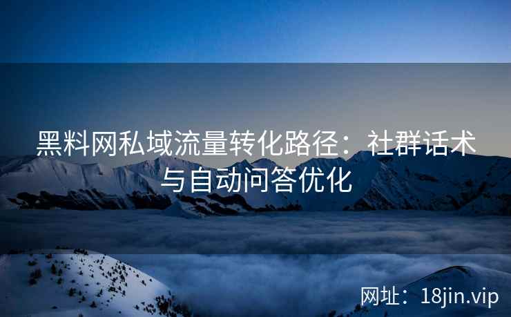 黑料网私域流量转化路径：社群话术与自动问答优化