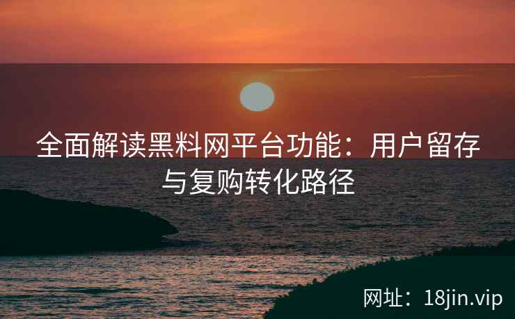 全面解读黑料网平台功能：用户留存与复购转化路径