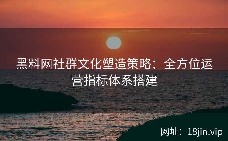 黑料网社群文化塑造策略：全方位运营指标体系搭建